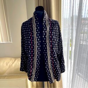 Basement collection Black  Cream Kimono Beaded Size S